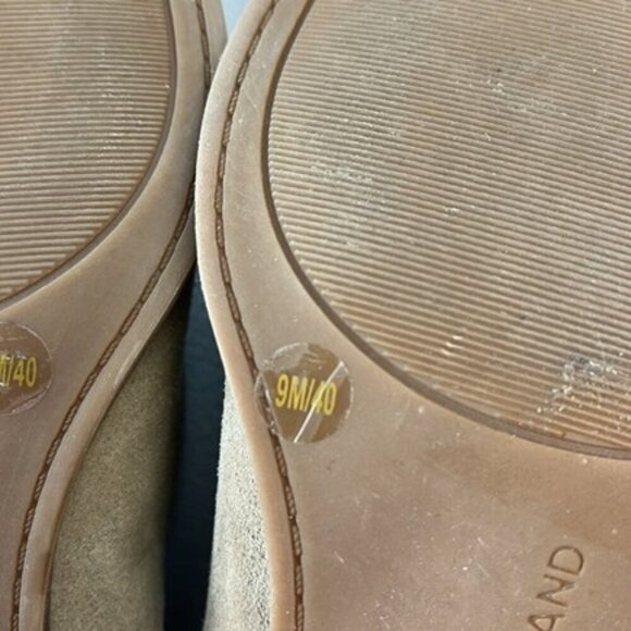 Lucky Brand Brekke Suede Booties Taupe Pull-on Low Heel Asymmetric Ankle Shoes 9 - Picture 8 of 9